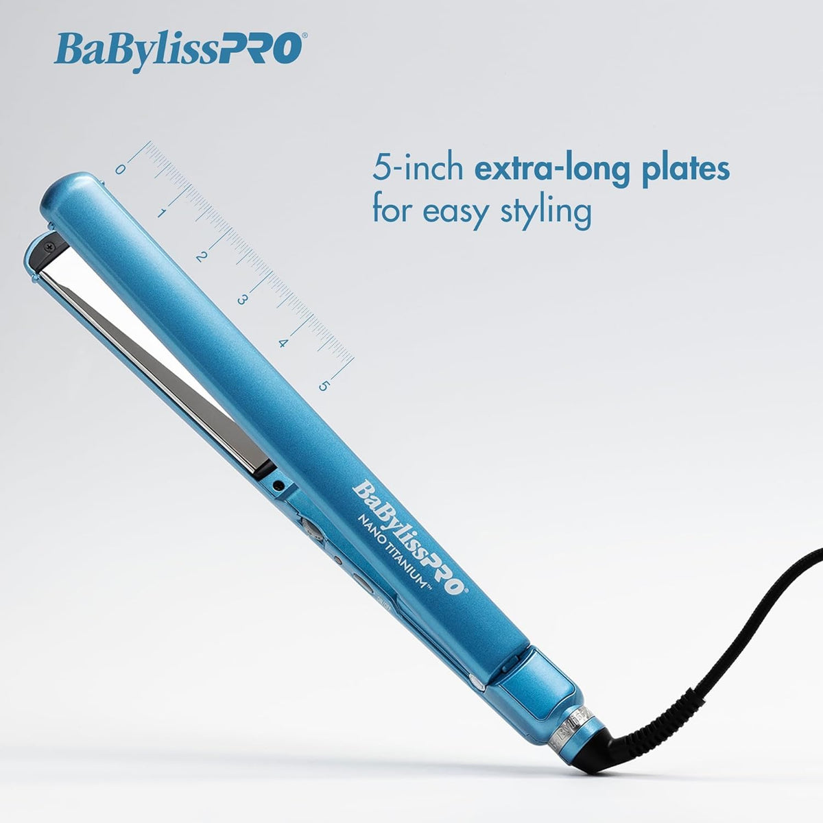 BaBylissPRO Nano Titanium & Ceramic Ultra-Slim Hair Straightener, Extra-Long Dual Voltage Flat Iron with Floating Plates - PuriLite
