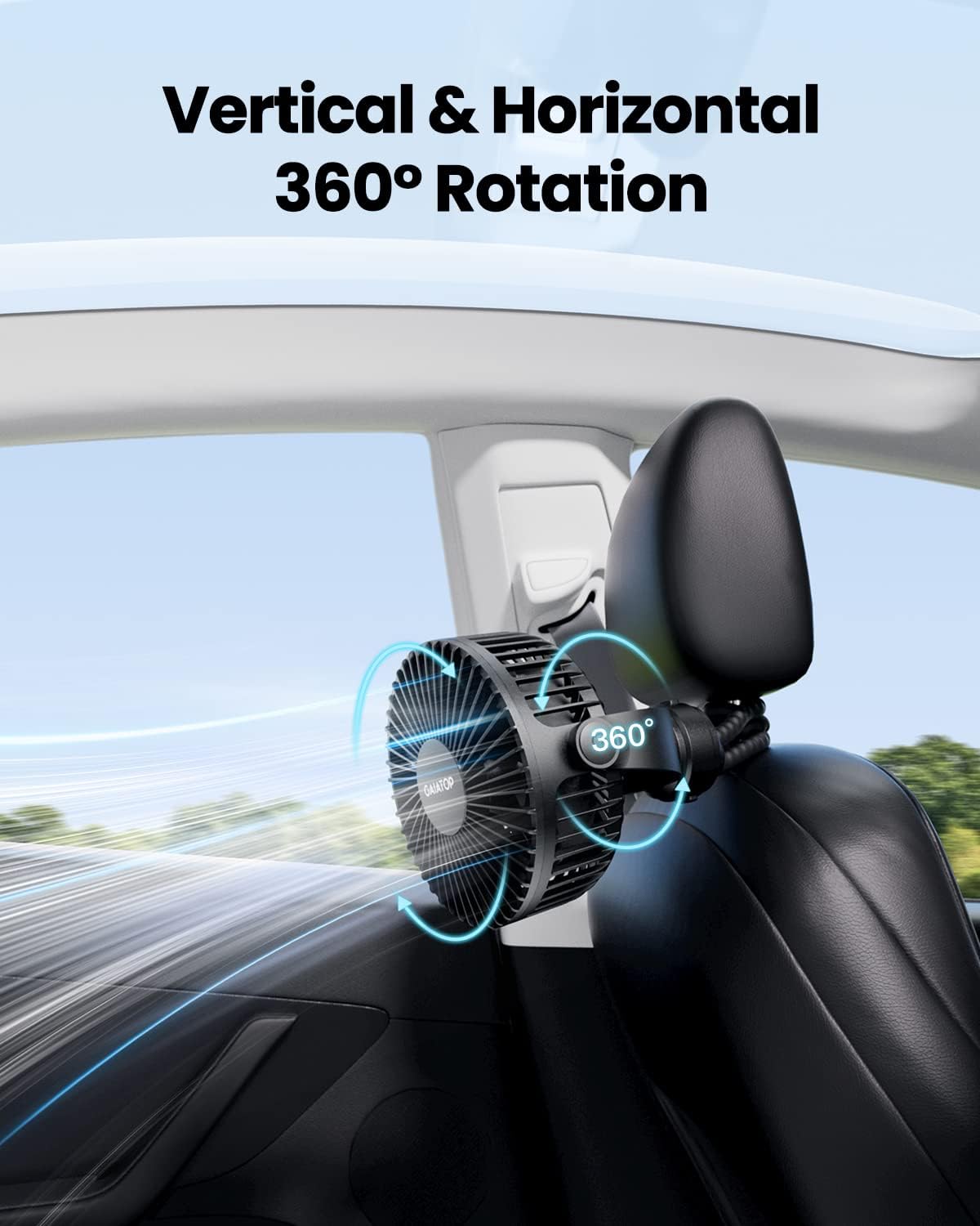 Gaiatop Mini Portable Pram Fan, Rechargeable Small Clip on Fan for Stroller, Detachable 3 Speed 360 Degree Rotate Flexible Tripod Handheld Desk Cooling Car Seat Crib Treadmill Travel Black - PuriLite