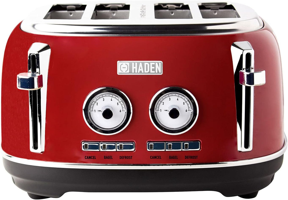 Haden Dorset 75083 Stainless Steel 1500W Retro Toaster 4 Slice Wide Slot w/Removable Crumb Tray and Settings, Black/Copper Toasters w/Adjustable Browning Control, Smart Toaster - PuriLite