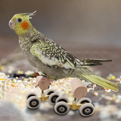 LEEVUS Bird Toys Parrot Mini Roller Skates Double Row Toy Pet Intelligence Training Supplies 2Pcs S