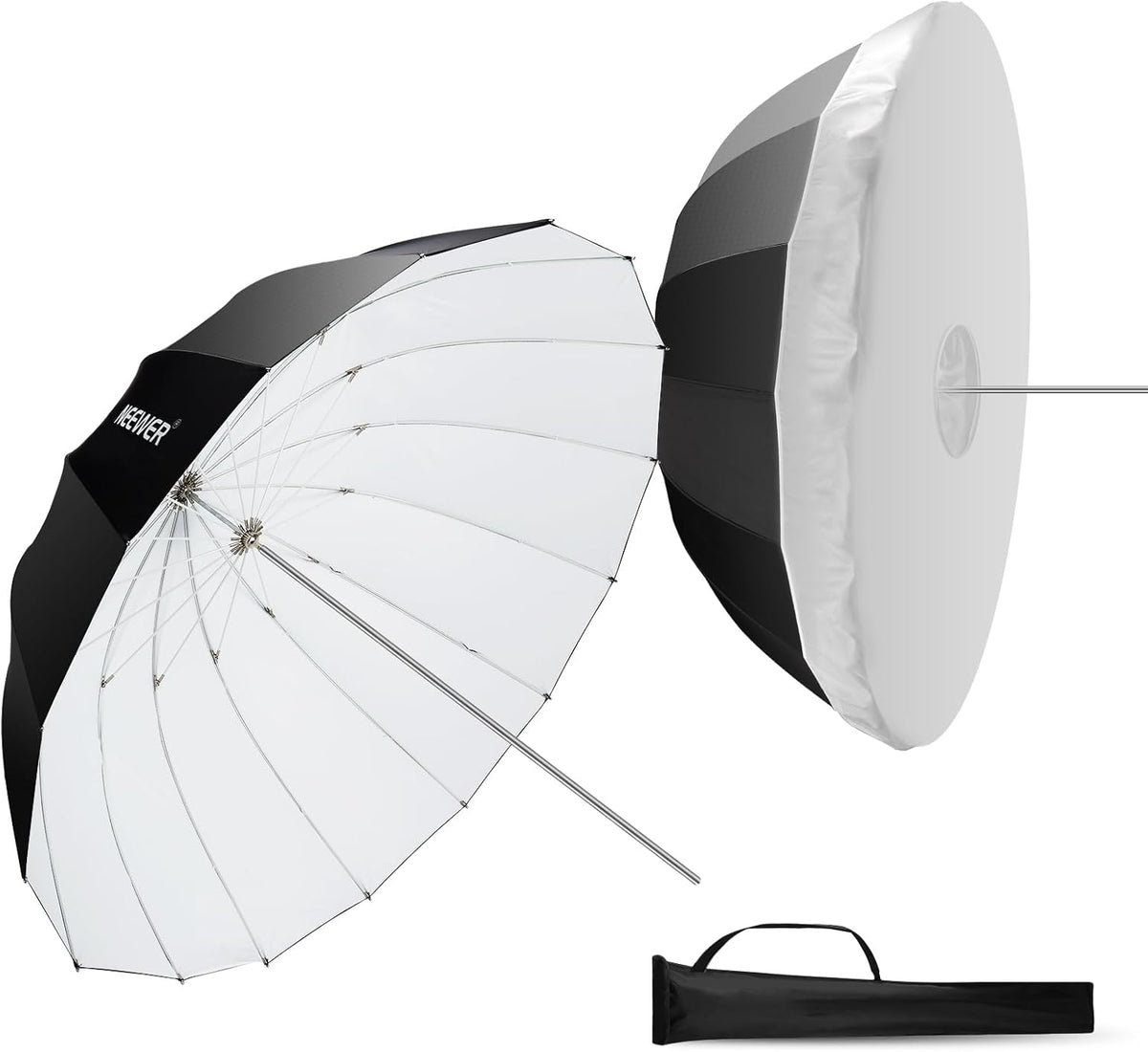NEEWER 71"/180cm Parabolic Reflective Umbrella Photography with White Inner, Soft Lighting with Diffuser Cover, Bag, Quick Fold for Camera Photo Studio Video Light Shooting Monolight Flash, NS4U - PuriLite