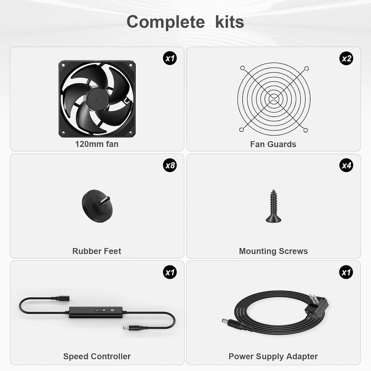 upHere Big Airflow 2 x 120mm x 25mm Computer Fan with AC Plug Cabinet Fan 100V 240V AC Power Supply,DC 12V 5 Speed Controller, for Router Mining Machine Chassis Server Workstation Cooling - PuriLite