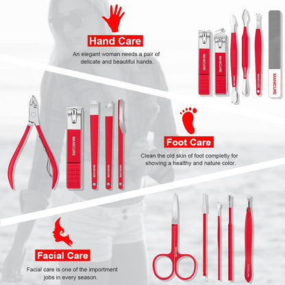 Manicure Set Professional Nail Clippers Pedicure Kit, 16 pcs Stainless Steel Nail Care Tools Grooming Kit with Luxurious Travel Leather Case for Thick Nails Men Women Gift (Black) - PuriLite