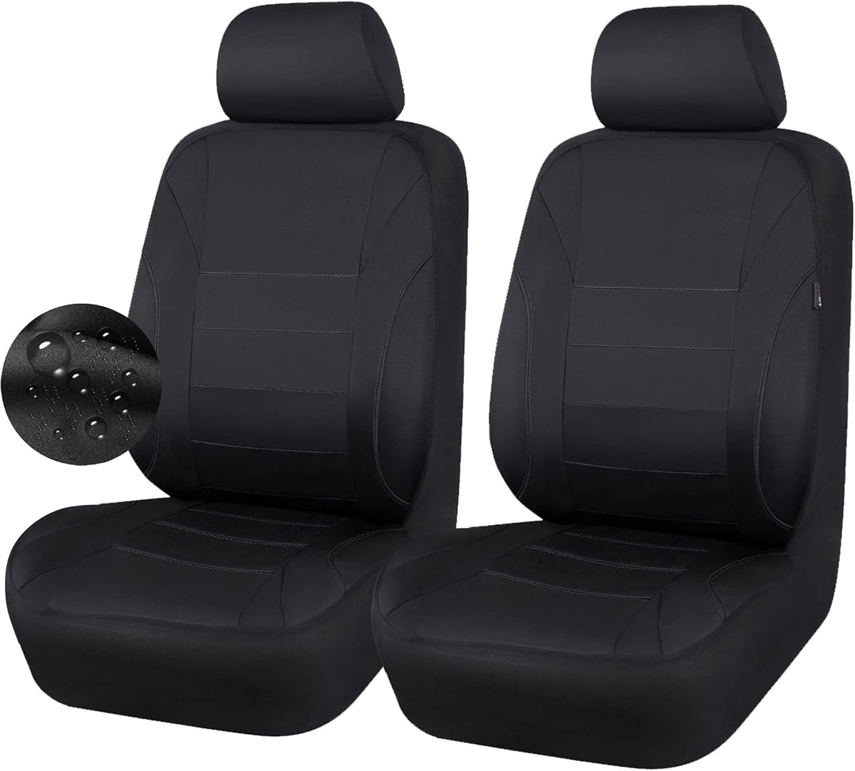 CAR Pass Neoprene Waterproof Two Front Car Seat Covers Set- Universal Fit for Vehicles, Airbag Compatiable(Black)