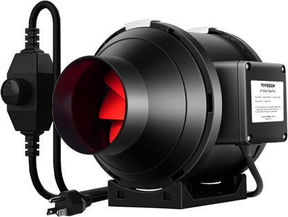 VIVOSUN T6 6 Inch 390 CFM Inline Duct Fan with Variable Speed Controller HVAC Blower for Ventilation - PuriLite