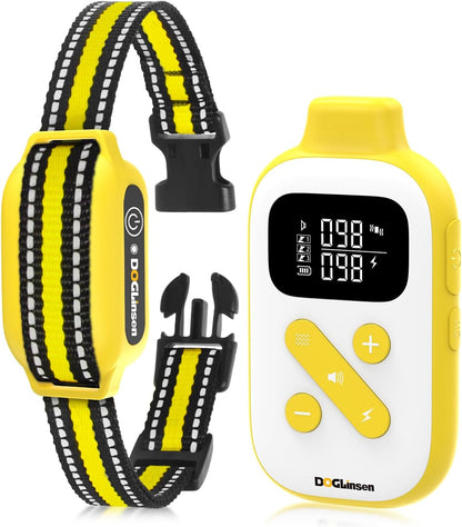 DOGLinsen 2-in-1 Bark and Shock Collar for Dogs, Smart Anti Barking Dog Training Collar with 5 Adjustable Sensitivity, Automatic Bark Collar with Remote, Vibration, Beep, Shock and Automatic - PuriLite