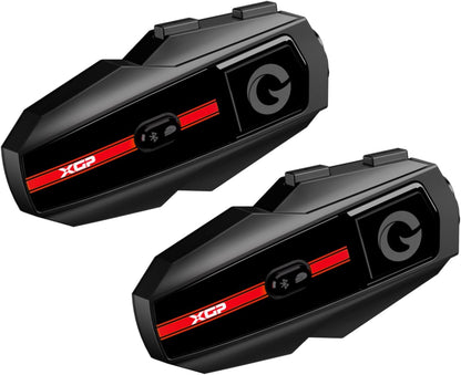 XGP X10 Mesh Motorcycle Bluetooth Headset – 10 Riders Group Intercom 3000m Range, Bluetooth 5.3 Helmet Communication System with Audio Multitasking, Music Sharing & IP67 Waterproof (2 Pack) - PuriLite