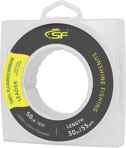 SF 100% Pure Fluorocarbon Leader Material Fishing Line Virtually Invisible Shock Resistant Increased Sensitivity Sink Fast Clear 55yd - PuriLite