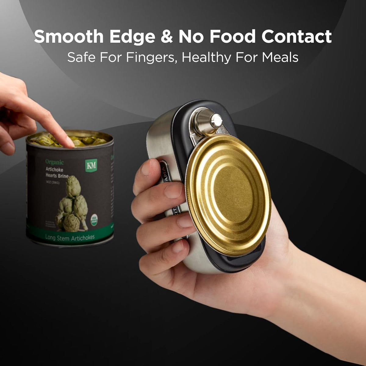 Kitchen Mama Orbit One Stainless Steel Rechargeable Electric Can Opener: Hands-Free, USB-C Charging, Automatic Stop, Smooth Edge, Safety, Blade for Large Cans, Heavy Duty, Soda Can and Pop Can - PuriLite