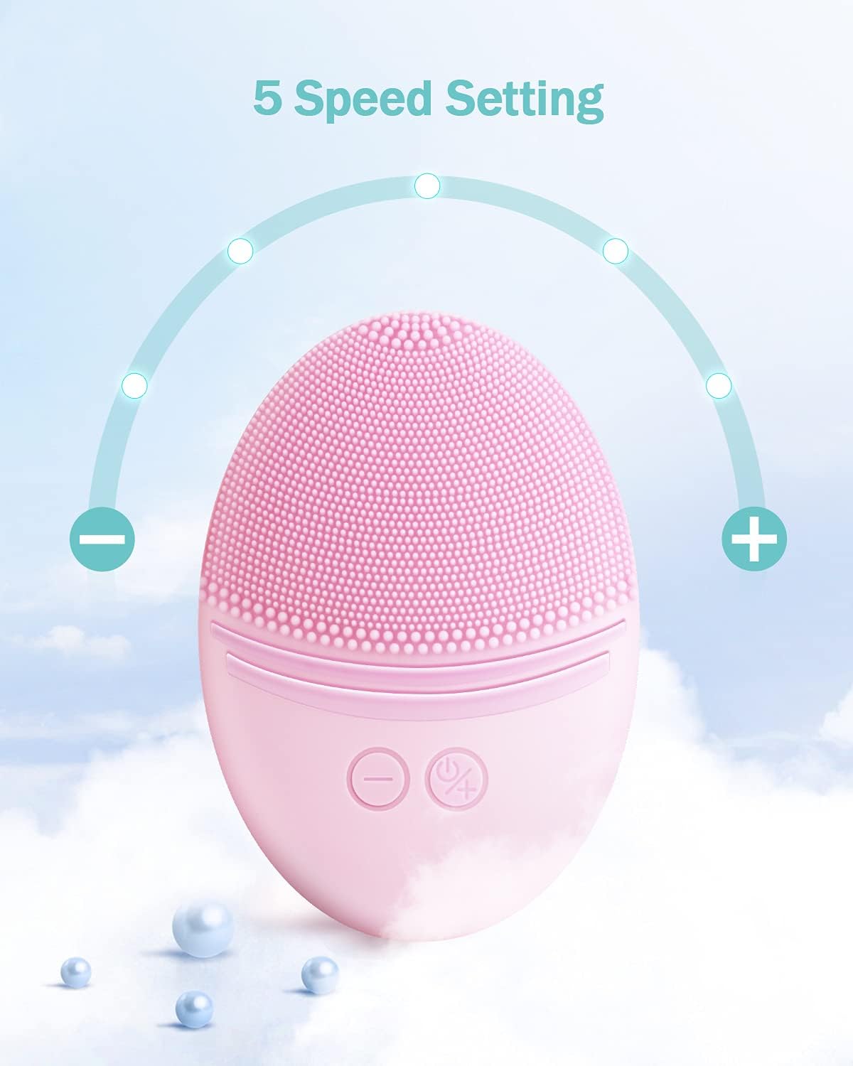EZBASICS Sonic Facial Cleansing Brush Made with Ultra Hygienic Soft Silicone, Waterproof Sonic Vibrating Face Brush for Deep Cleansing, Gentle Exfoliating and Massaging, Inductive Charging Blue - PuriLite