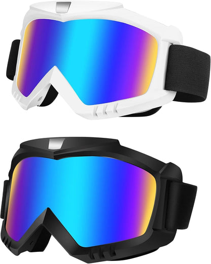 Lievermo Dirt Bike Goggles, Motorcycle Goggles 2 Pack ATV Goggles Riding Goggles Ski Goggles Windproof Glasses Racing Goggles - PuriLite