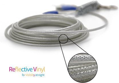 Petest 25ft Reflective Tie-Out Cable for Small Dogs Up to 35 Pounds - PuriLite