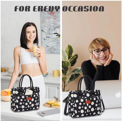 Lunch Bag for Women, Insulated Lunch Box for Work, Large Leakproof Cooler Purse with Side Pockets & Removable Shoulder Strap Women's Lunch Tote Bag for Picnic Work Beach Cute Lunch Bags (Heart) - PuriLite