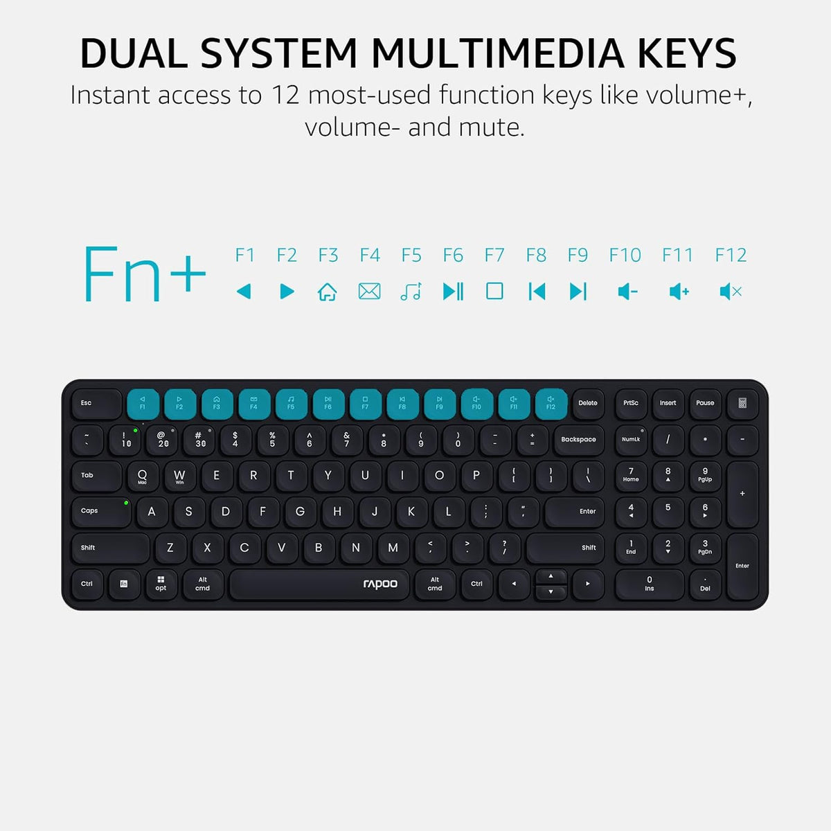RAPOO Keyboard and Mouse Wireless - 9010M Multi-Device Wireless Keyboard Mouse Combo, 2.4GHz/Bluetooth 5.0/4.0 Wireless Keyboard Mouse Set for Windows/Mac/Linux/Chrome, Support 4 Devices, Silent Click - PuriLite