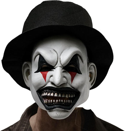 The Jester Smiling Evil Clown mask Halloween Scary Mask, Latex Creepy Half Face Elastic Band Realistic Horror Demon - PuriLite