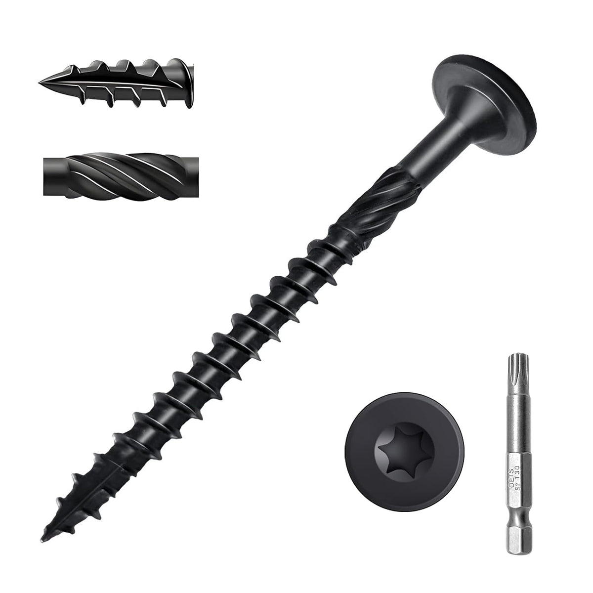 Wood Screws #14 x 6 Inch, Deck Screws 50Pcs,T30 Star Drive Outdoor Screws, Rust Resistant Timber Screws for Timber/Log/Landscaping Wood (#14 x 6) - PuriLite