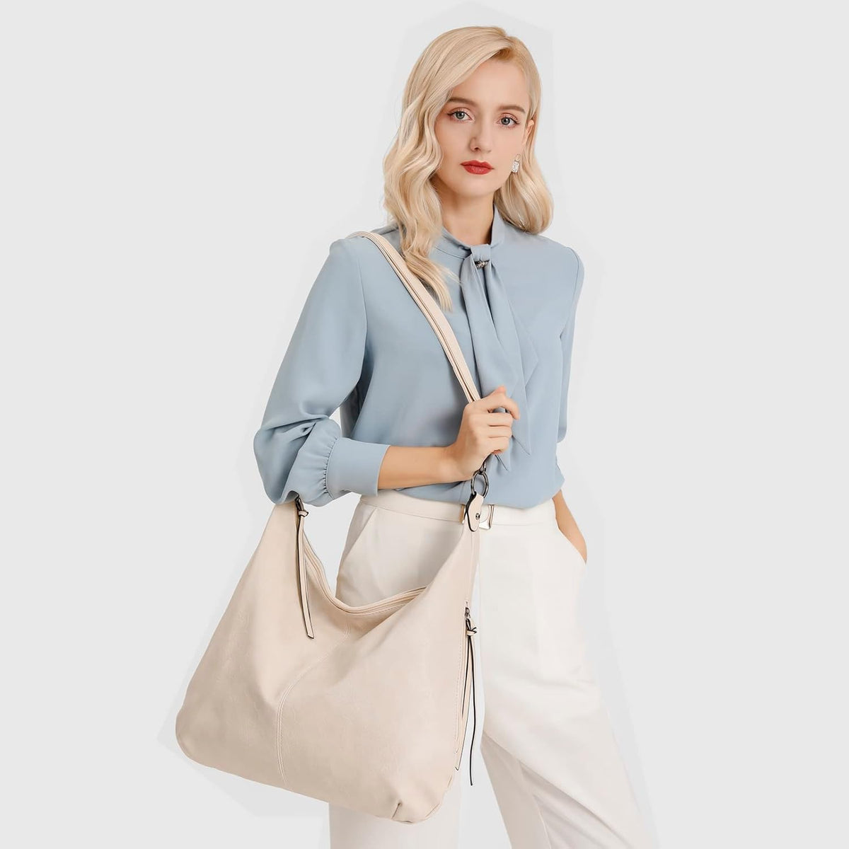 Ashioup Hobo Bags for Women Soft PU Leather Shoulder Bag Vintage Slouchy Handbag with Zipper - PuriLite