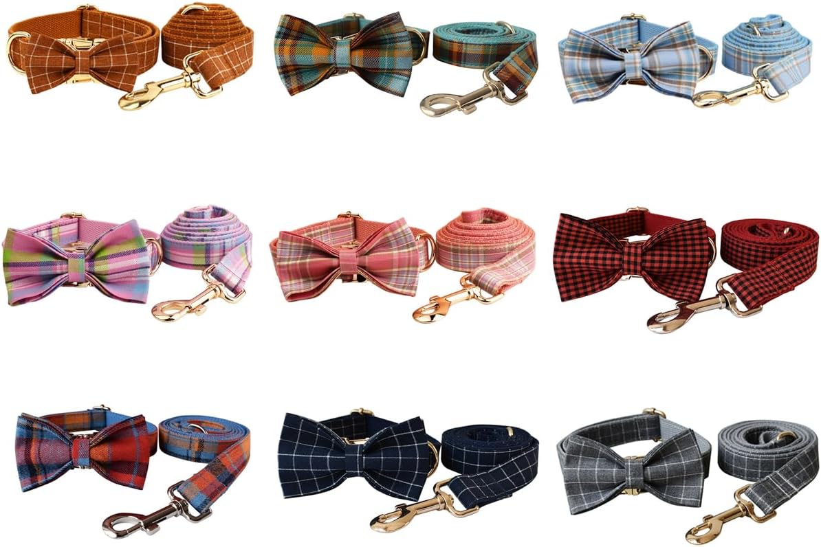 Custom Dog Collar with Metal Buckle - Pet Collars Personalized with Name and Phone Number (Plaid) - PuriLite