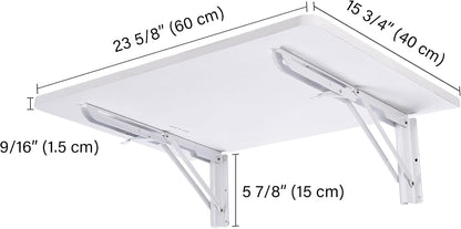 Yescom Wall Mounted Floating Folding Desk Wooden PC Dining Drop Leaf Table 24"x16" 50lbs Weight Capicity for Study White