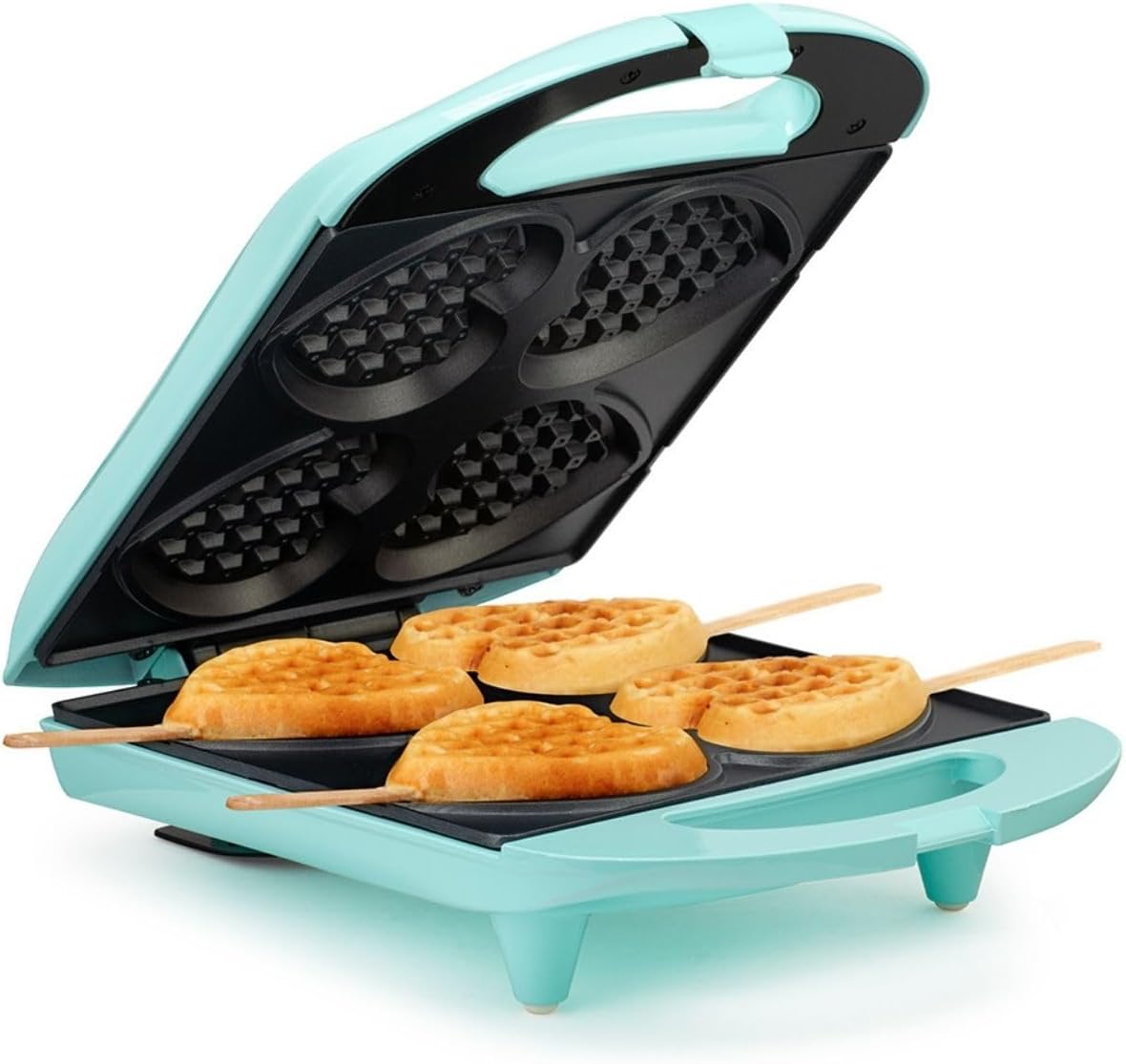 Holstein Housewares - Non-Stick Heart Waffle Maker, Lavender - Makes 4 Heart-Shaped Waffles in Minutes - PuriLite