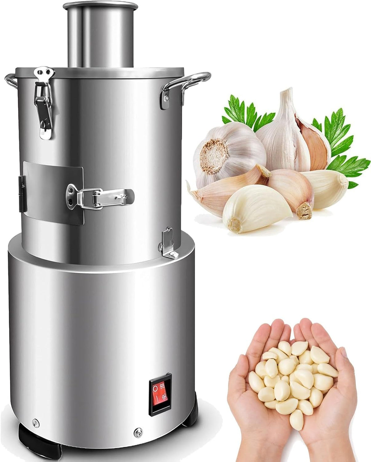 Electric Garlic Peeler Machine, 200W Stainless Steel Commercial 30kg/H 200W commercial whole garlic peeling machine. Features electric separator design for restaurants and homes.