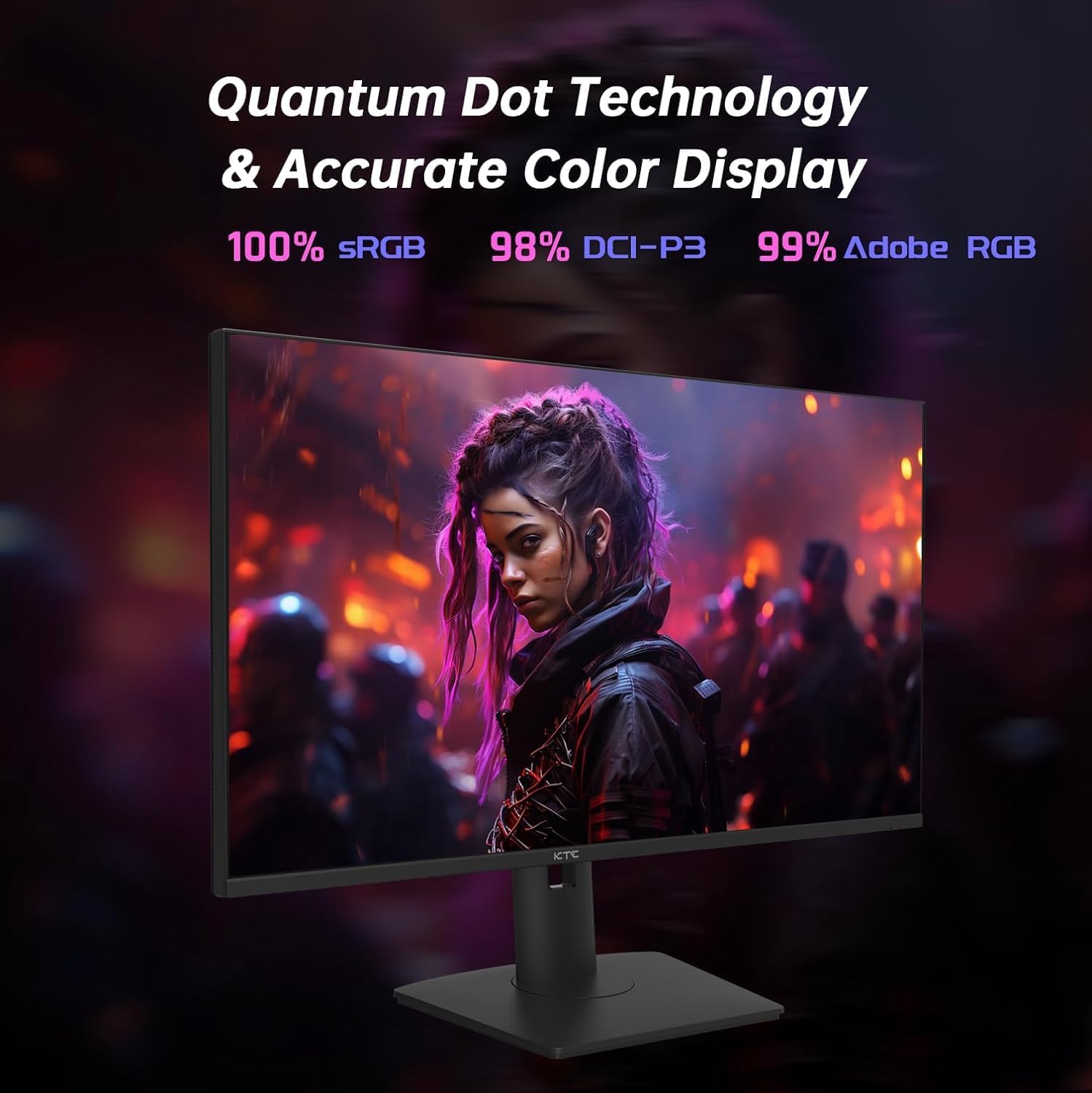 KTC 32 Inch 2K Computer Monitor, IPS 1440p Monitor with Ultra-Thin Bezels, HDR10, Freesync/G-sync, HDMI/DP Ports, Tilt Adjustable, Eyecare, Ideal for Business, Office, and Casual Gaming - PuriLite