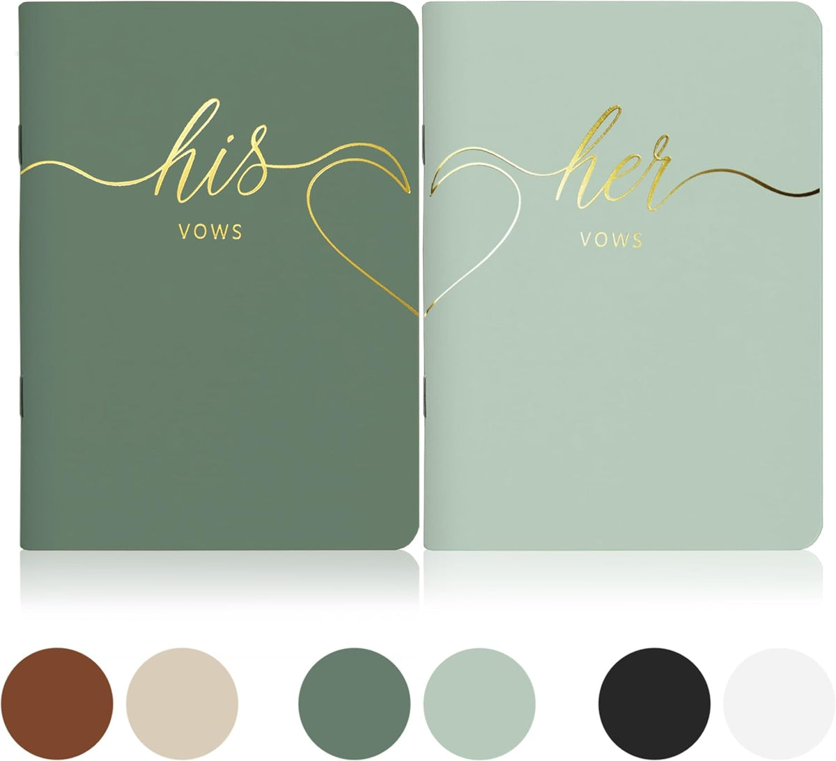 LSSH GmbH Vow Books - His and Hers Wedding Essentials, 28 Pages, 5.5" X 4" (Dark Green & Sage) - PuriLite