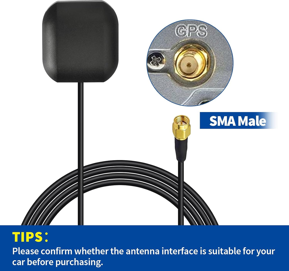 Bingfu Vehicle GPS Navigation Antenna Active GPS Antenna with Fakra C Right Angle Connector Compatible with Car Truck GPS Navigation Receiver System Factory DVD Stereo Head Unit - PuriLite