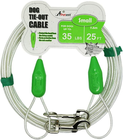 Petest 25ft Reflective Tie-Out Cable for Small Dogs Up to 35 Pounds - PuriLite