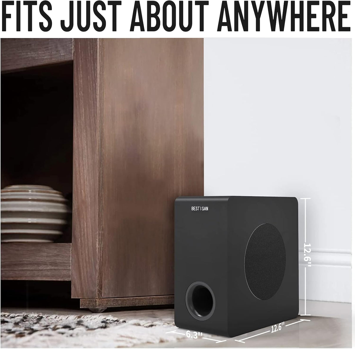 Powered Subwoofer, Bestisan 6.5" Active Home Audio Subwoofer in Compact Design for Receiver,Deep Bass in Black - PuriLite
