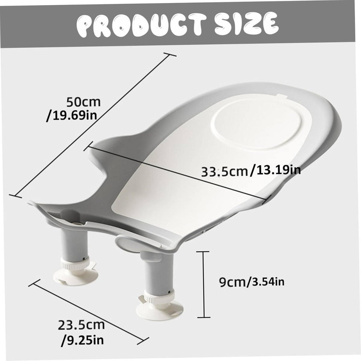 Baby Bathtub, Adjustable Soft Non Slip U Shaped Drainage Baby Bath Support With Suckers For Babies 0-12 Months Home Use - PuriLite
