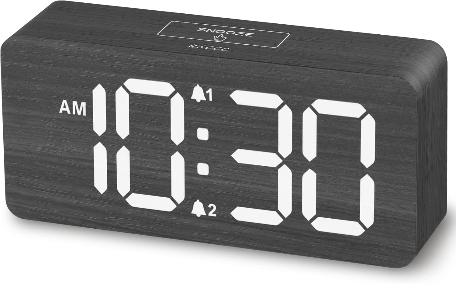 Purilite Select Wooden Digital Alarm Clock with Large LED Display - PuriLite