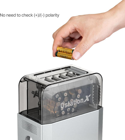 OLIGHT Ostation X 3-in-1 Smart Battery Charger with Charging Testing & Storage, Exclusively for 36 AAA Ni-MH Batteries, No Polarity Check Needed, Bad Battery Detection, App Monitoring (Grey) - PuriLite