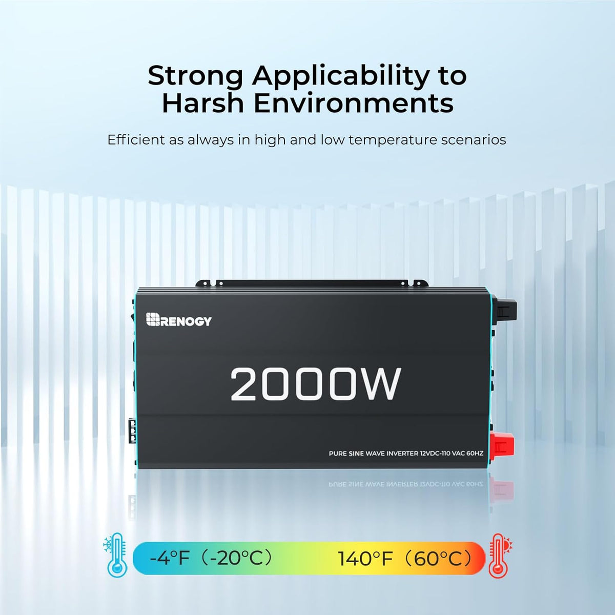 Renogy Pure Sine Wave Inverter 1000w Power Inverter DC 12v to AC 110v, Solar Inverter 12v to 110v Converter with 5V/2.1A USB Port, 2 AC Ports, Remote Controller - PuriLite