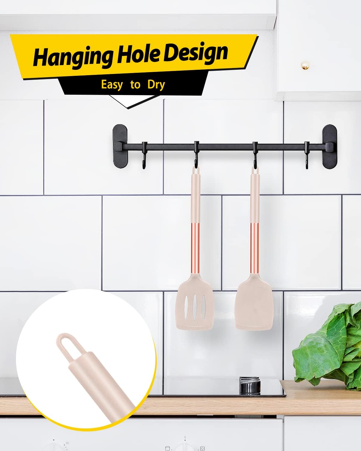 Pack of 2 Silicone Slotted Spatula,Non Stick Solid Kitchen Turner, High Heat Resistant BPA Free Cooking Utensils for Fish, Eggs, Pancakes（Black - PuriLite