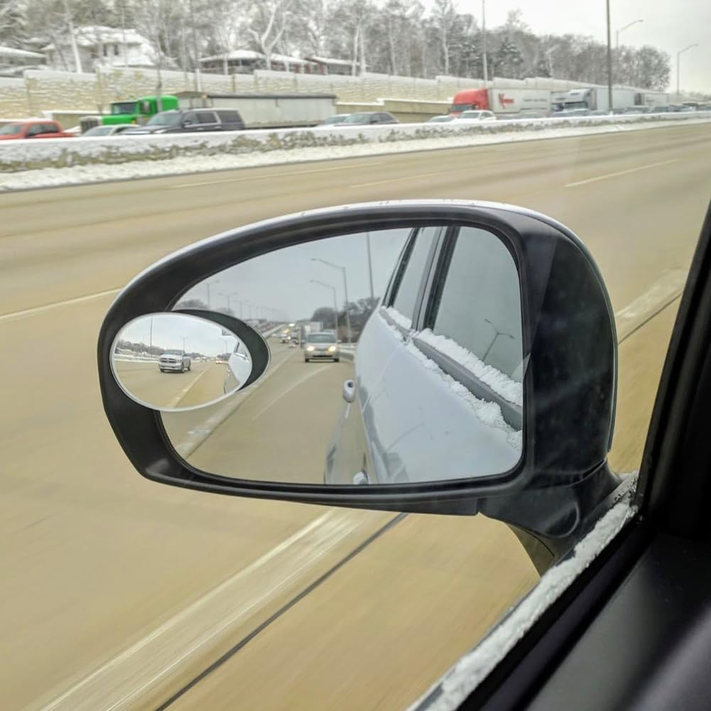 Ampper Blind Spot Mirror, 2" Round HD Glass Frameless Convex Rear View Mirror, Pack of 2 - PuriLite