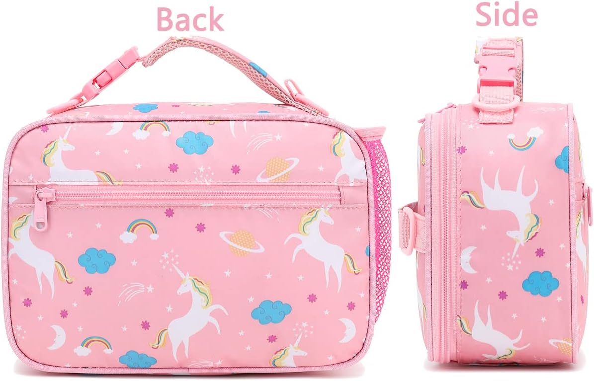 FlowFly Kids Lunch Box Insulated Soft Bag Mini Cooler Back to School Thermal Meal Tote Kit for Girls, Boys, Black - PuriLite