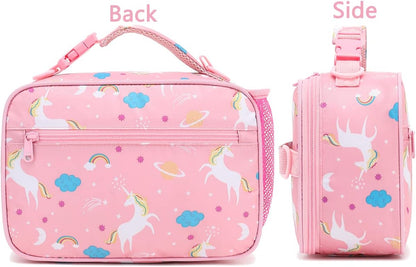FlowFly Kids Lunch Box Insulated Soft Bag Mini Cooler Back to School Thermal Meal Tote Kit for Girls, Boys, Black - PuriLite