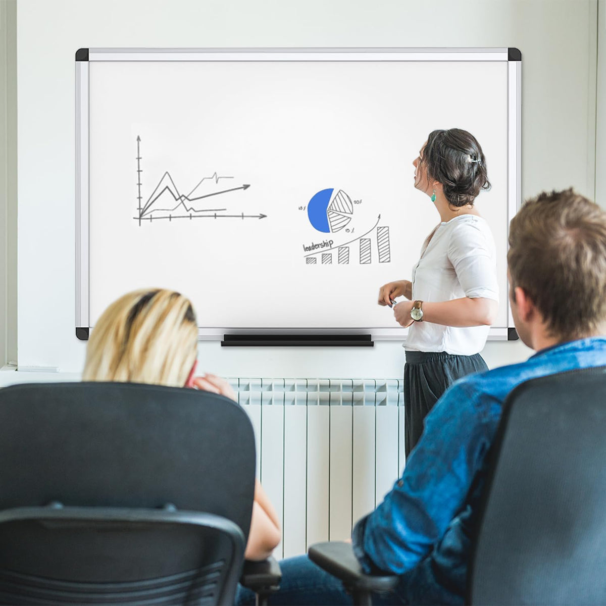 VIZ-PRO Magnetic Whiteboard 24x18 Inches – Dry Erase Board with Aluminum Frame – Wall-Mount Classroom & Office White Board - PuriLite