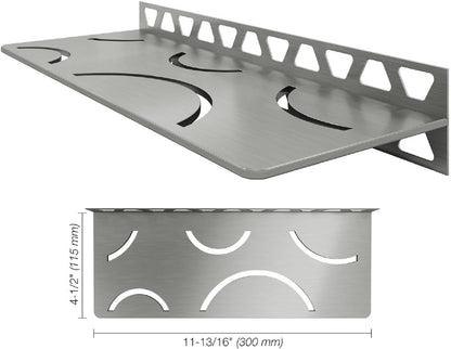 Schluter Systems Rectangular Wall Shelf-W - Curve Design - Brushed Stainless Steel (SWS1D6EB) - Kerdi-Line Shower Acessory - PuriLite