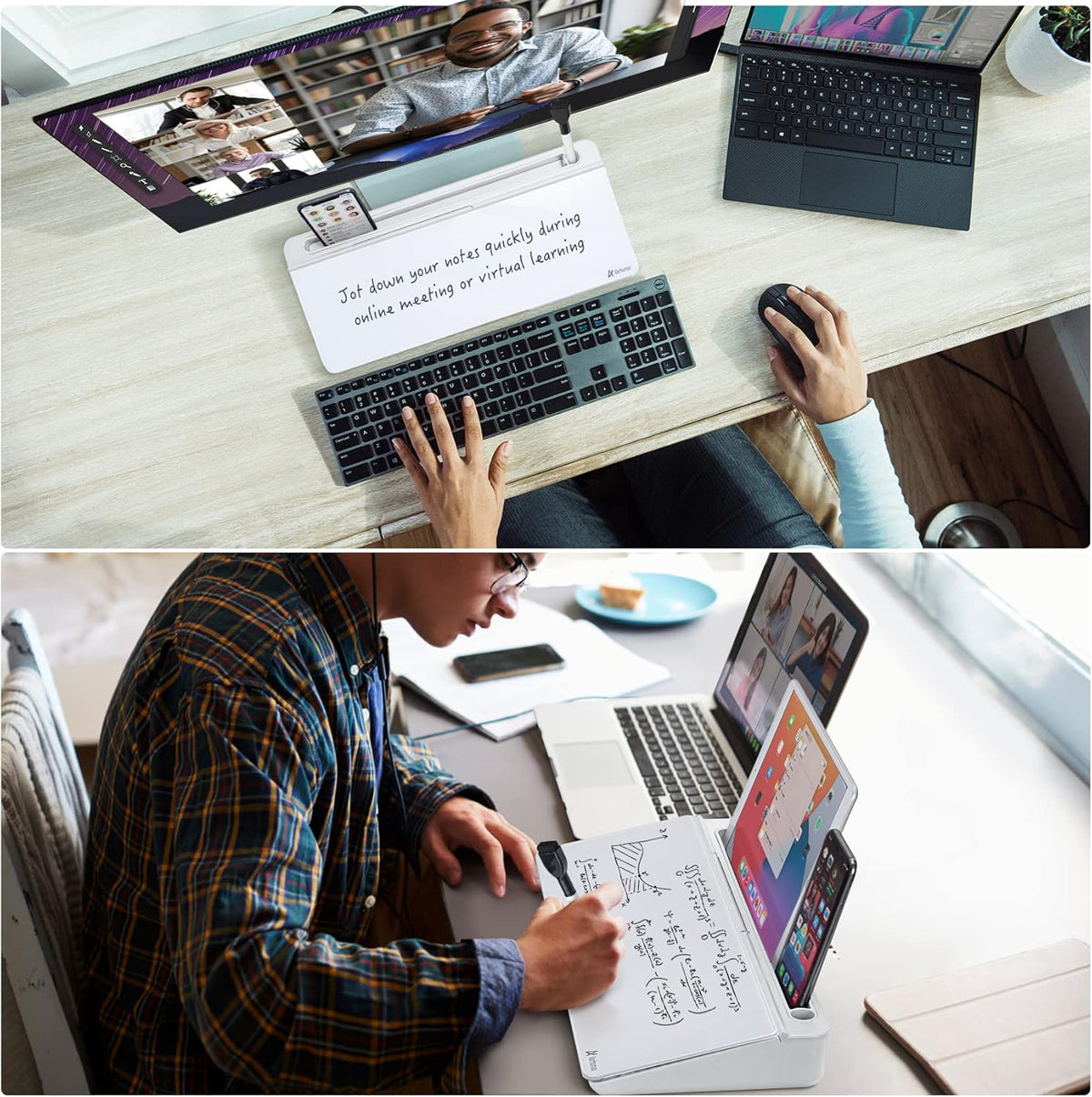 Varhomax Desktop Glass Whiteboard – Dry Erase Memo Board with Storage Caddy – Tabletop Office & School Organizer for Notes, To-Do Lists, and Keyboard Stand - PuriLite