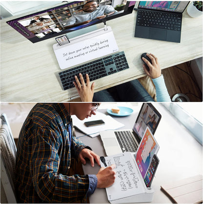 Varhomax Desktop Glass Whiteboard – Dry Erase Memo Board with Storage Caddy – Tabletop Office & School Organizer for Notes, To-Do Lists, and Keyboard Stand - PuriLite