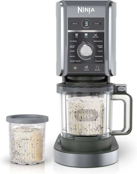 Ninja CREAMi Deluxe 11-in-1 Ice Cream and Frozen Treat Maker for Ice Cream, Sorbet, Frozen Drinks & More, with (2) XL Family Size Pint Containers, NC501C (Canadian Version) - PuriLite