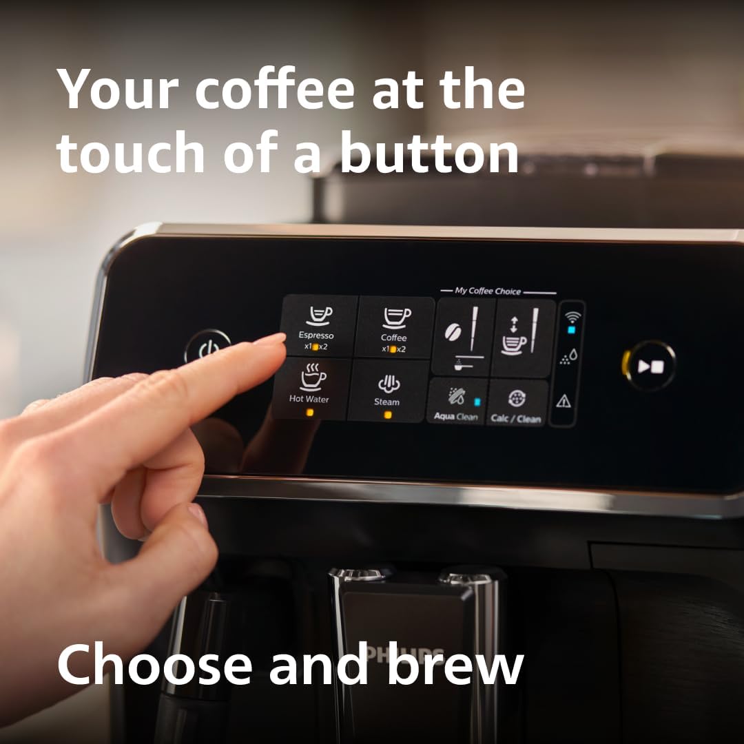 Philips 2200 Series Fully Automatic Espresso Machine, Classic Milk Frother, 2 Coffee Varieties, Intuitive Touch Display, 100% Ceramic Grinder, AquaClean Filter, Aroma Seal, Black (EP2220/14) - PuriLite