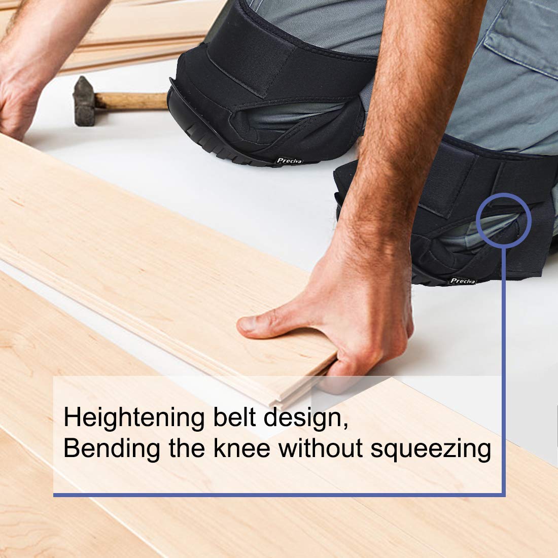 Knee Pads, Preciva Professional Gel Knee Pads for Work, Heavy Duty High Anti-Slip Straps and Double Gel Cushion Foam Padding Construction Tool Kneepads - Cleaning, Flooring, Gardening - PuriLite