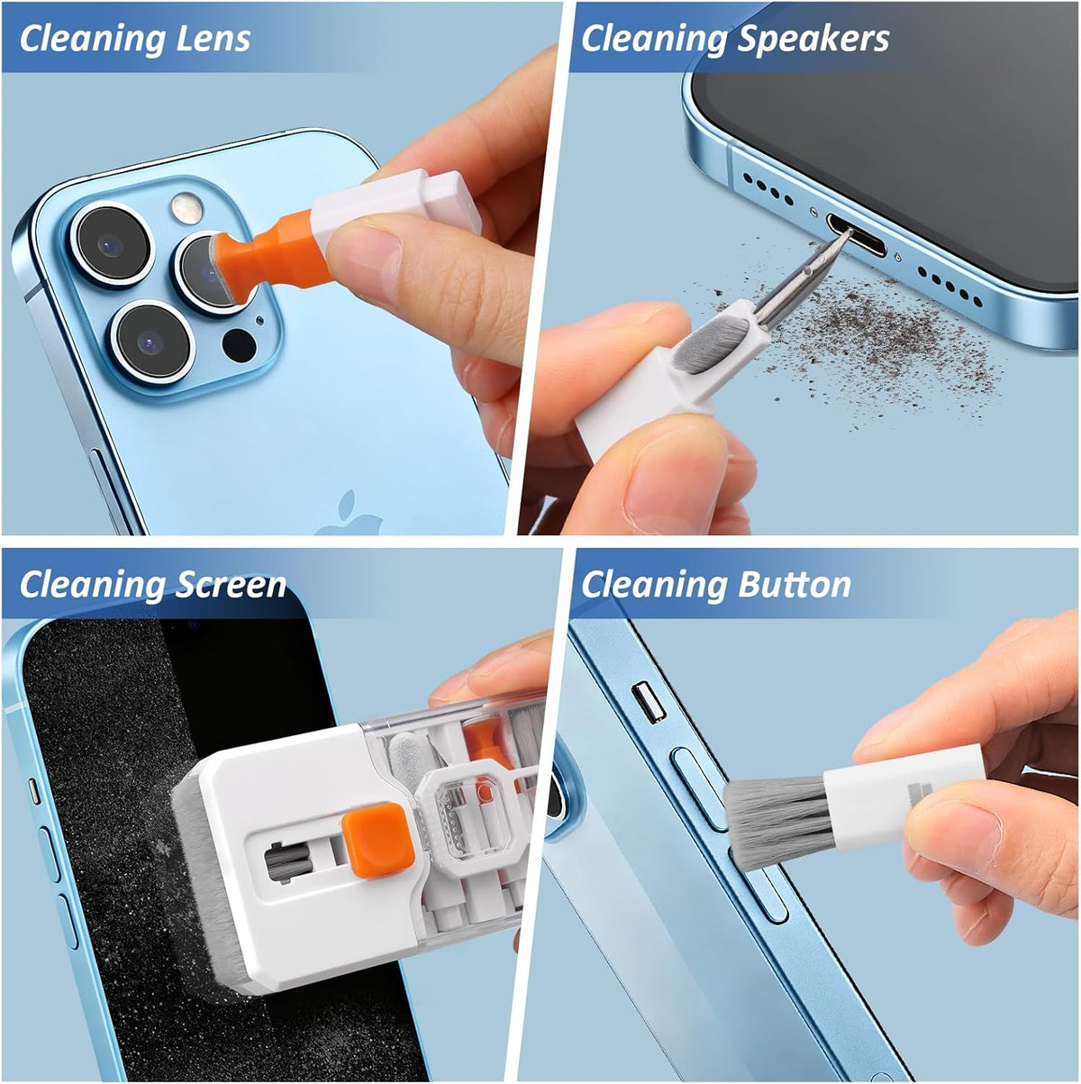 10-in-1 Keyboard Cleaning Kit and Screen Cleaner Tool, Multi-Function Electronic Cleaning Set with Brush, Spray, and Cloths for Laptop, Tablet, Phone, Monitor, Camera, and Earbuds - PuriLite