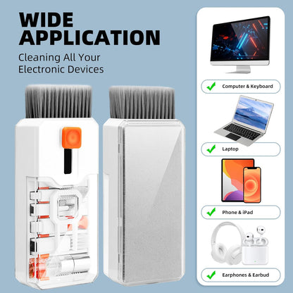 10-in-1 Keyboard Cleaning Kit and Screen Cleaner Tool, Multi-Function Electronic Cleaning Set with Brush, Spray, and Cloths for Laptop, Tablet, Phone, Monitor, Camera, and Earbuds - PuriLite