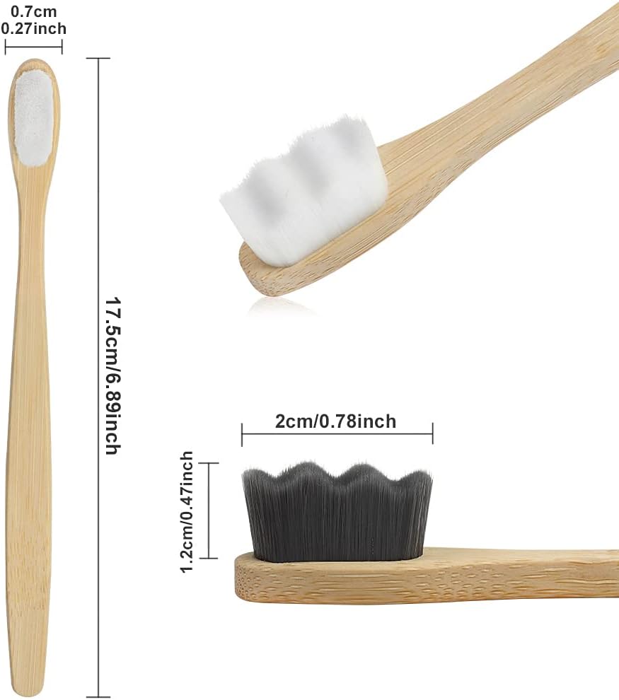 SWKJ 4 Pcs Soft Bamboo Micro-Nano Toothbrushes, Extra Soft Toothbrush with 20000 Bristles Designed for Sensitive Gums Kids Adults - PuriLite