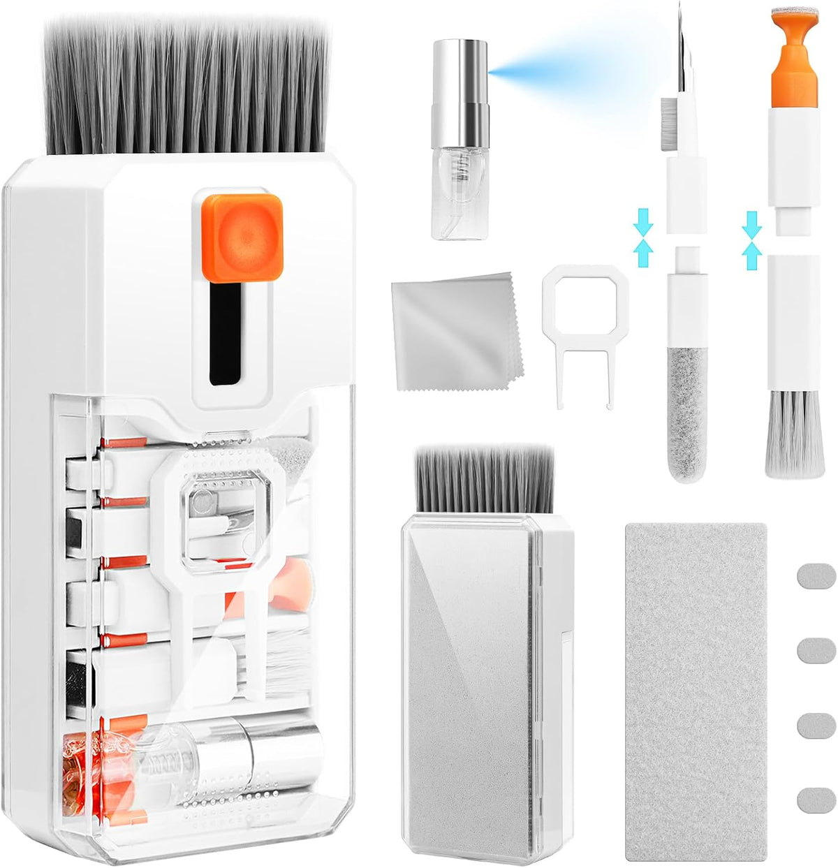 10-in-1 Keyboard Cleaning Kit and Screen Cleaner Tool, Multi-Function Electronic Cleaning Set with Brush, Spray, and Cloths for Laptop, Tablet, Phone, Monitor, Camera, and Earbuds - PuriLite