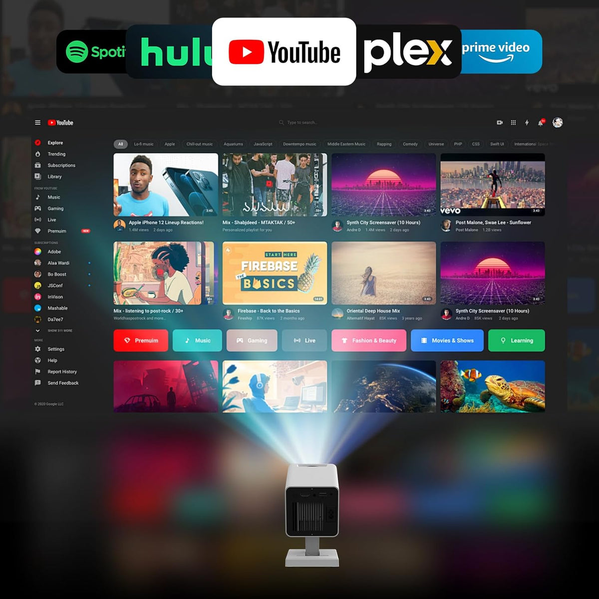 Mini Projector 4K Portable – WiFi6 Bluetooth 5.4 Home Cinema Smart Projector for Phone PC HDMI USB Laptop – 130" Screen with Auto Keystone - PuriLite